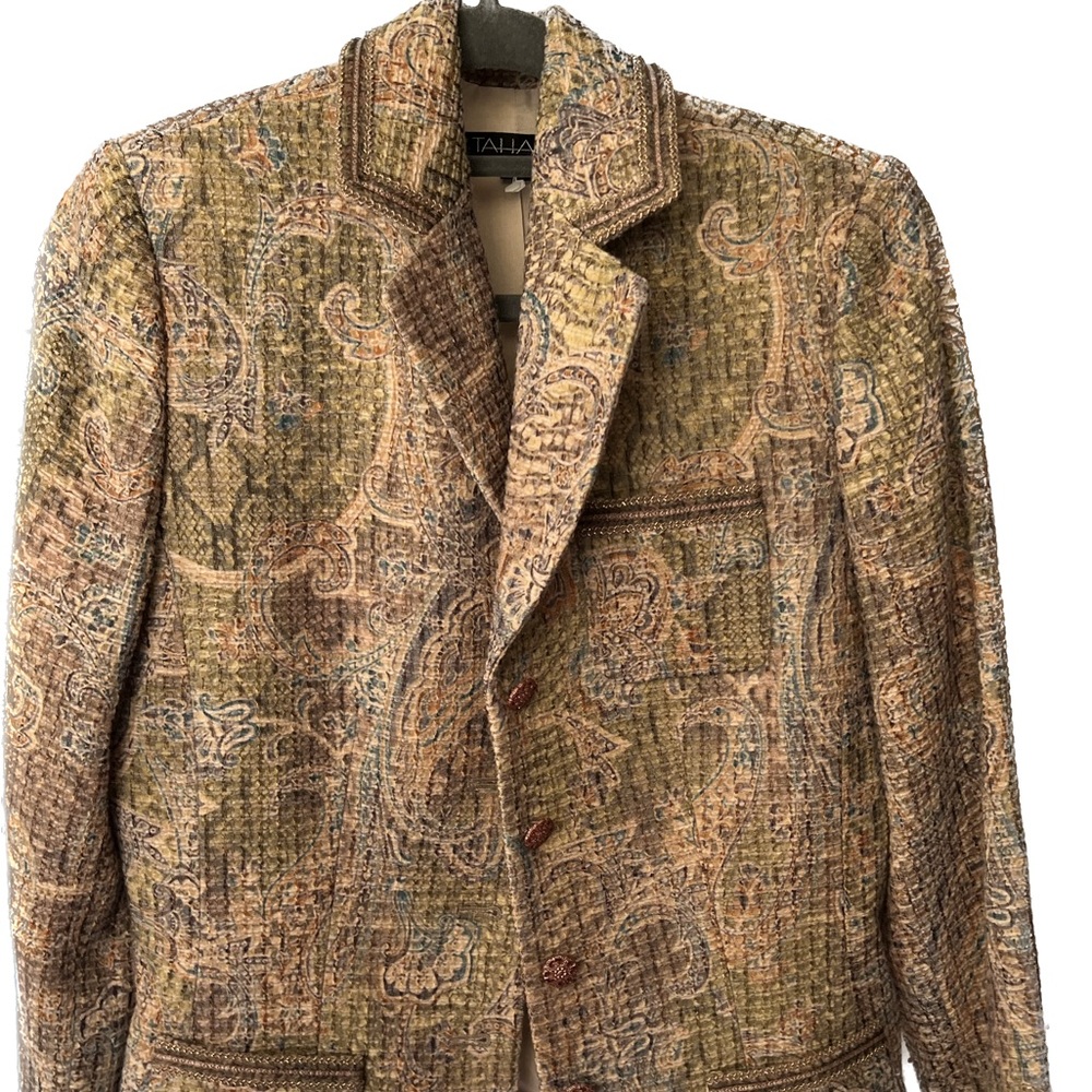 T Tahari Woven Trinmed Blazer UNIQUE STYLE size 8